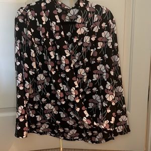 Ann Taylor Black Crossover Long Sleeve Top